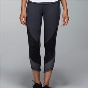 Lululemon Wunder Under Crop Sashiko Black/Gray Leggings